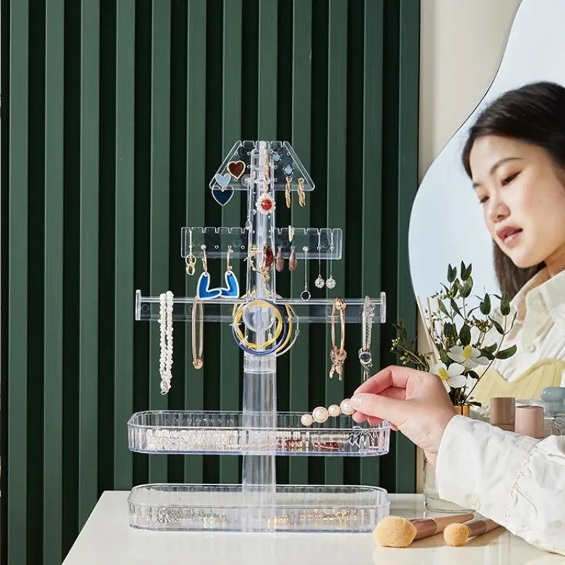 

Rotating Jewelry Display Rack Plastic Earring Necklace Bracelet Storage Rack Hanging Jewellery Stand Creative Jewelry Container