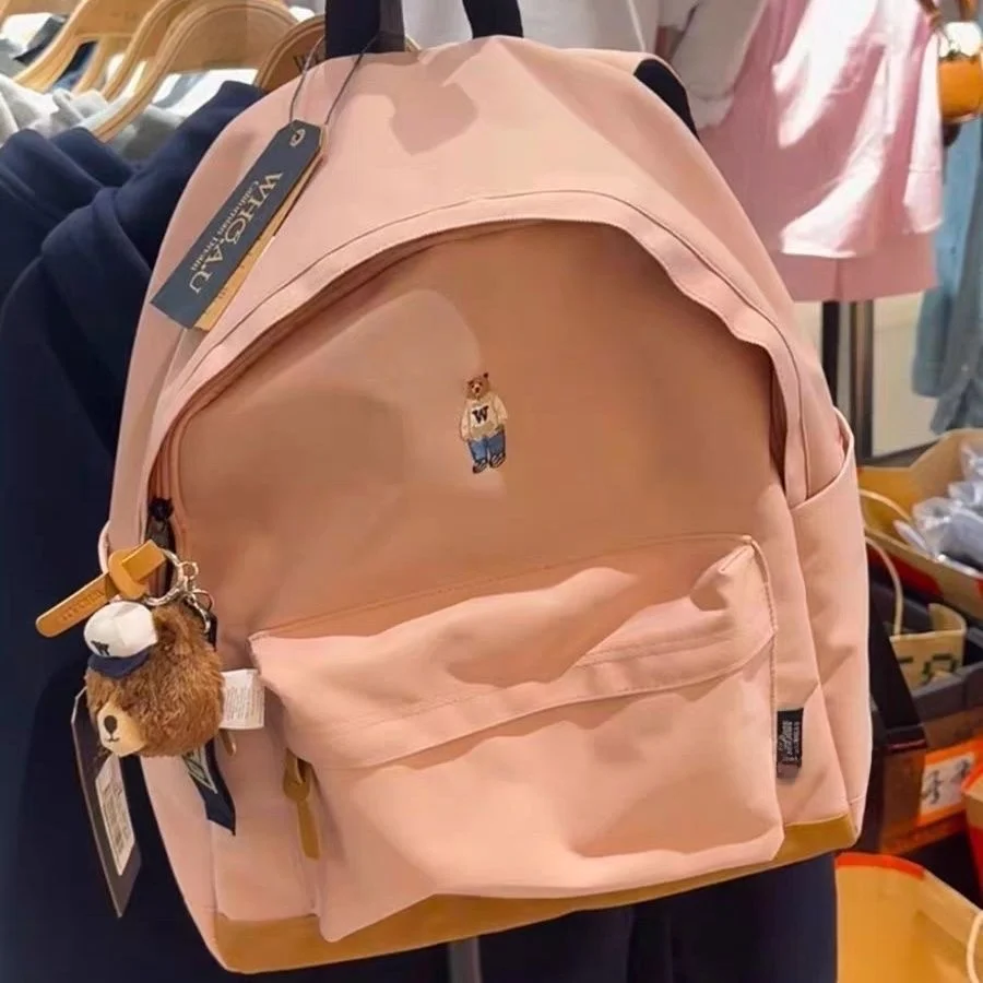 Versatile Classic Embroidered Bear School Style Backpack 25ss Commuter Style Double Layered Shoulder Bag for Men And Women