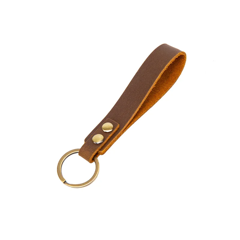 

Wholesale Custom Genuine Leather Keychain Vintage Car Keyring Personalize Engrave Name Key Chain Holder Men Women Business Gift