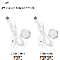 USB 5V LED Under Cabinet Light 3W Touch Dimming Mini Spotlight Jewelry Display Showcase Wardrobe Surfaced Mounted Ceiling lamp
