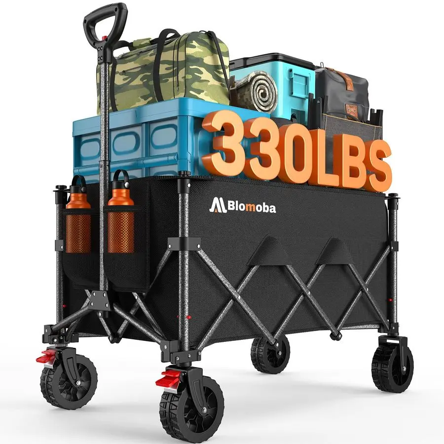 

Wagon Cart with Wheels, 180L 330LBS Heavy Duty Utility Wagon, Beach Wagon with AllTerrain Wheels, Portable Grocery Wagons for Ca