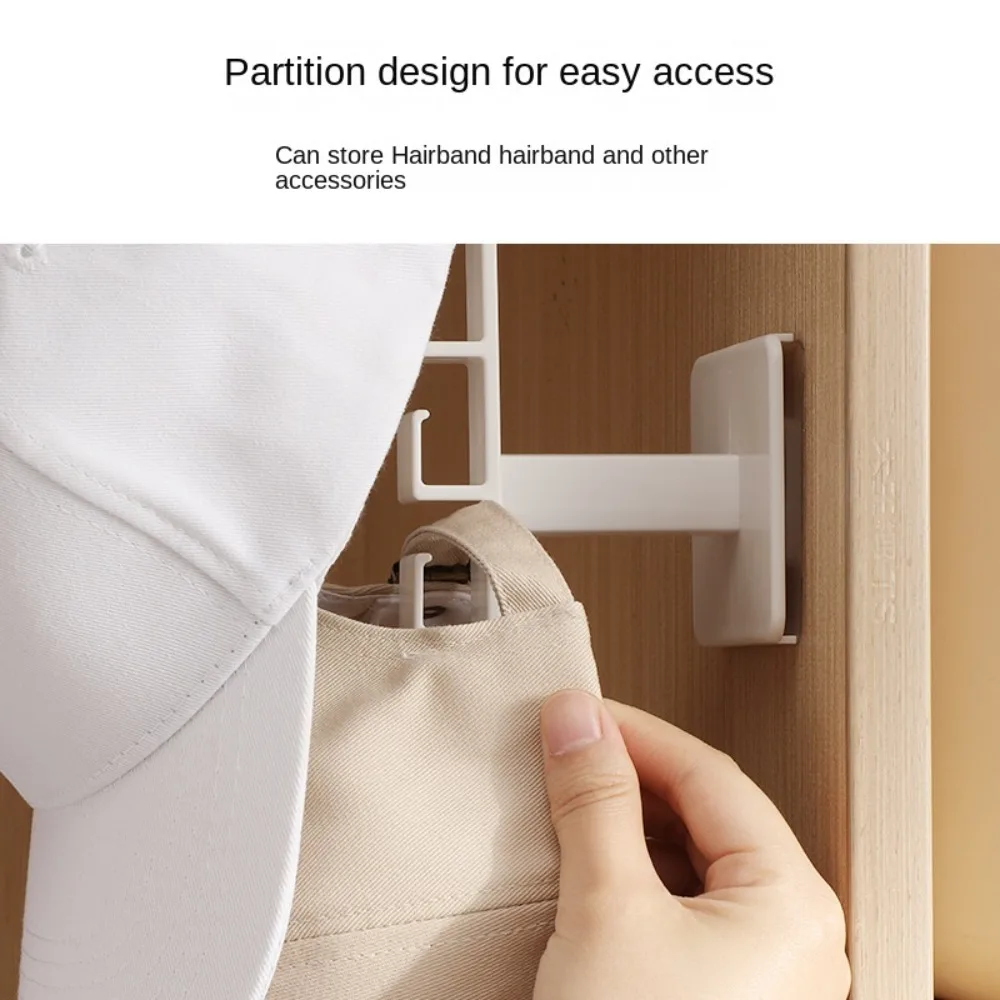 Punch-free Hat Hanger L-shaped Multi-function Coat Clip Wall-mounted Clothes and Hairband Storage Tools Hair Ring Storage Rack