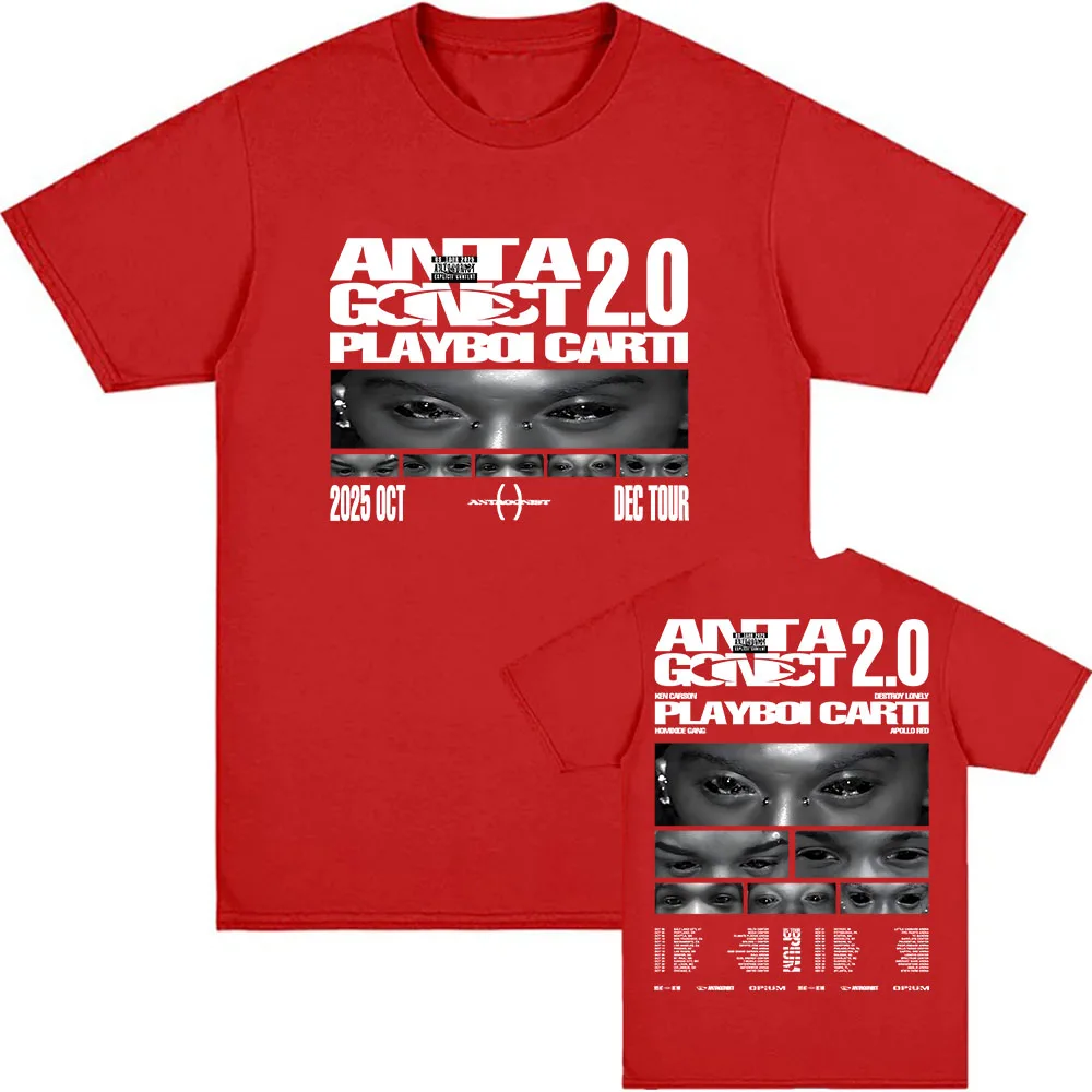 Koszulka PLAYBOI CART ANTAGONIST TOUR Krótki Rękaw Męska Koszulka Casual Moda Piosenkarz Graficzny Nadruk T-shirt Koszulki dla Mężczyzn i Kobiet
