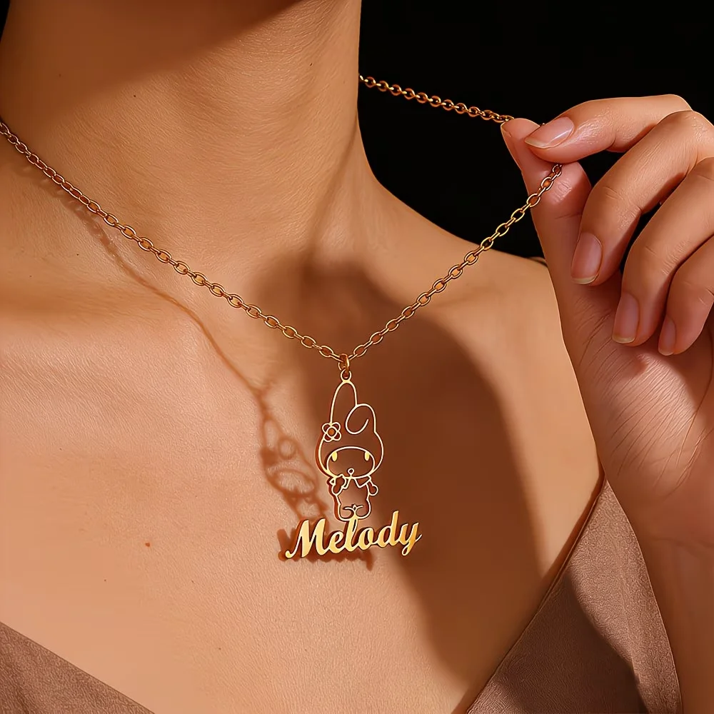 

Custom Name My Melody Necklace Stainless Steel Gold Color Cute Cartoon Pendant Personalized Jewelry Gift For Women Girls Fans