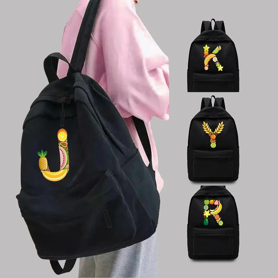 

Школьная сумка с фруктами и буквами, деловой минималистичный рюкзак для ноутбука, уличная походная сумка, легкий портативный рюкзак для поездок на работу