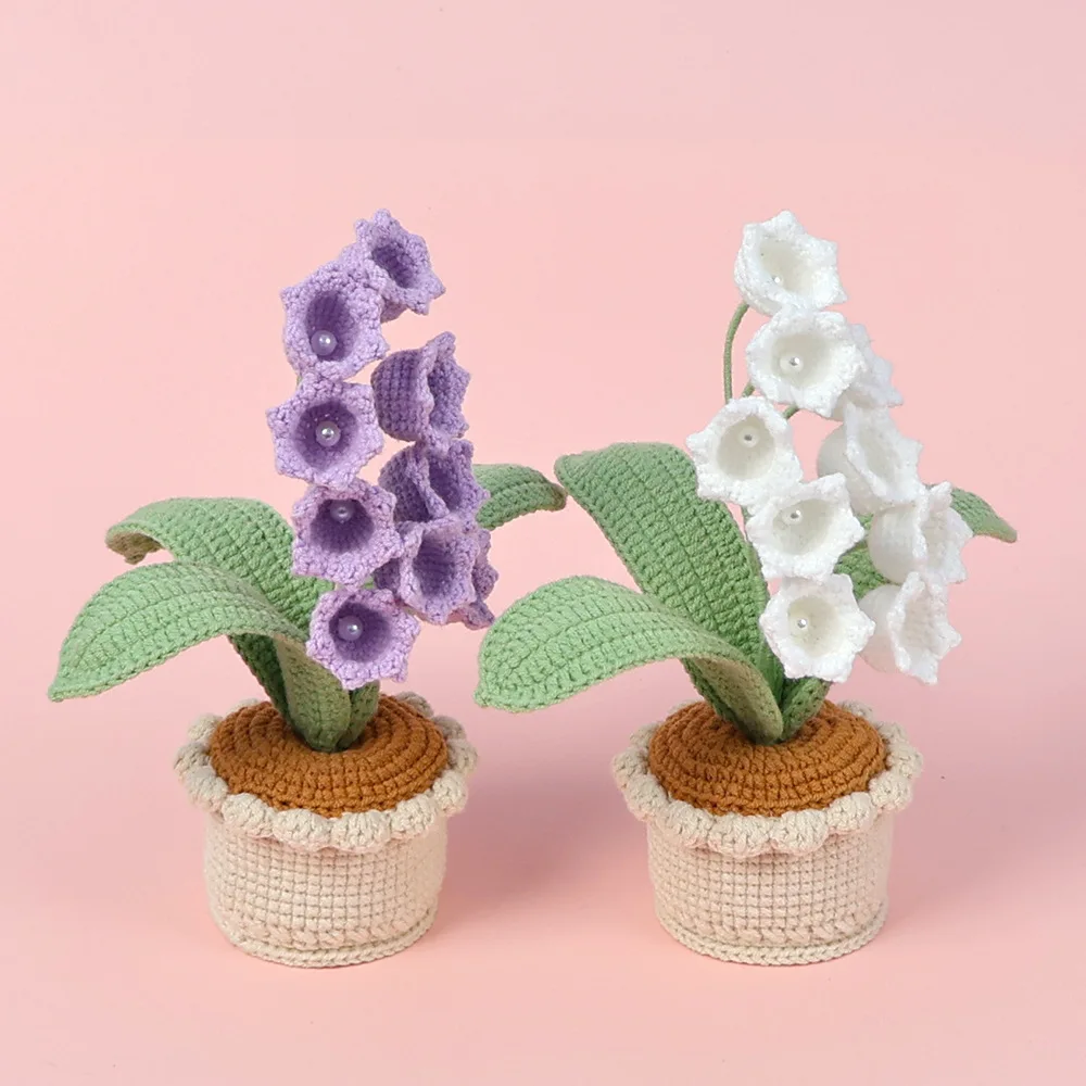

LLL handmade crochet 9-head bell shaped orchid filling potted plants wool yarn home potted flowers