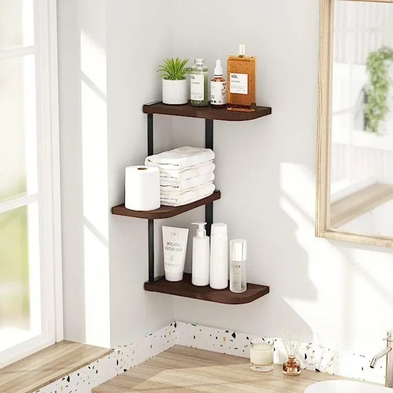 

Wall flower rack, iron art, solid wood, retro storage rack, wall hanging partition board, laminated bookshelf decoration