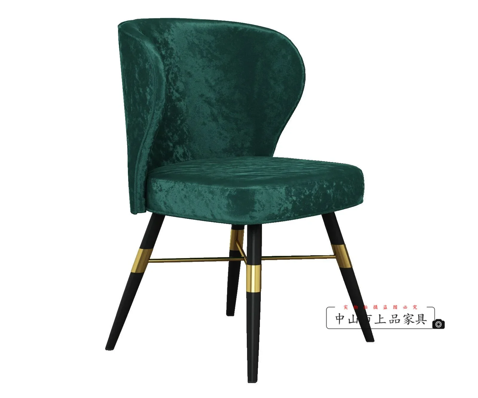 Single lounge chair, designer Nordic backrest green flannel hotel cafe restaurant chair