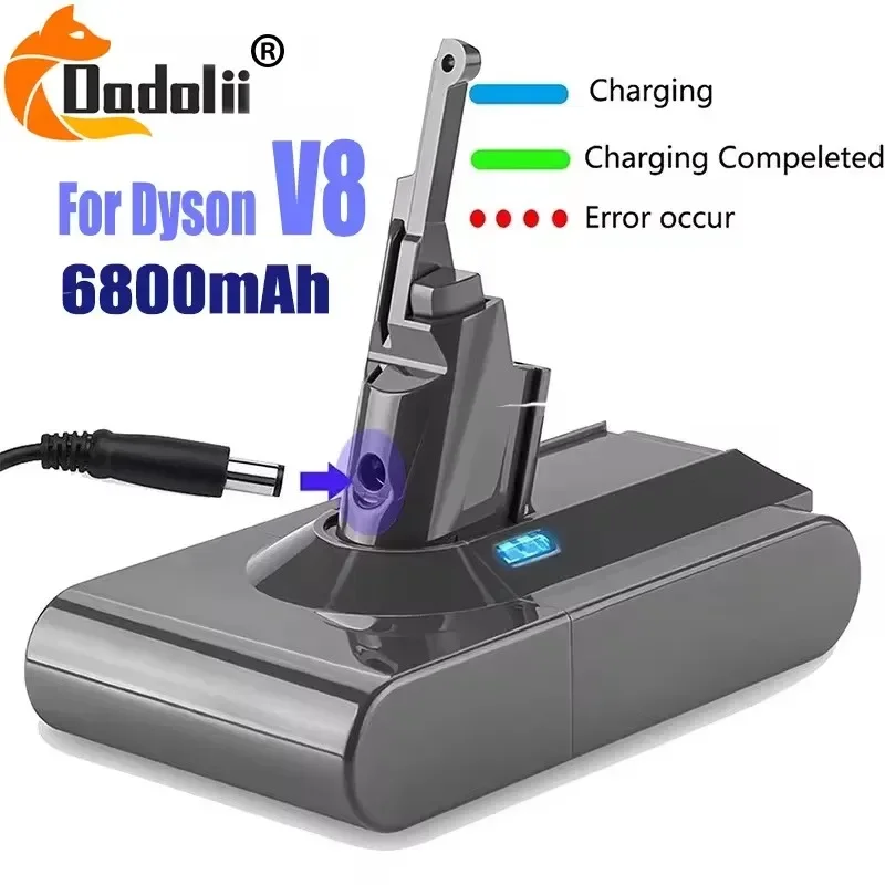 New Dyson V8 21.6V 6800mAh high capacity rechargeable 18650 lithium battery, replace Dyson V8 wireless vacuum handheld cleaner