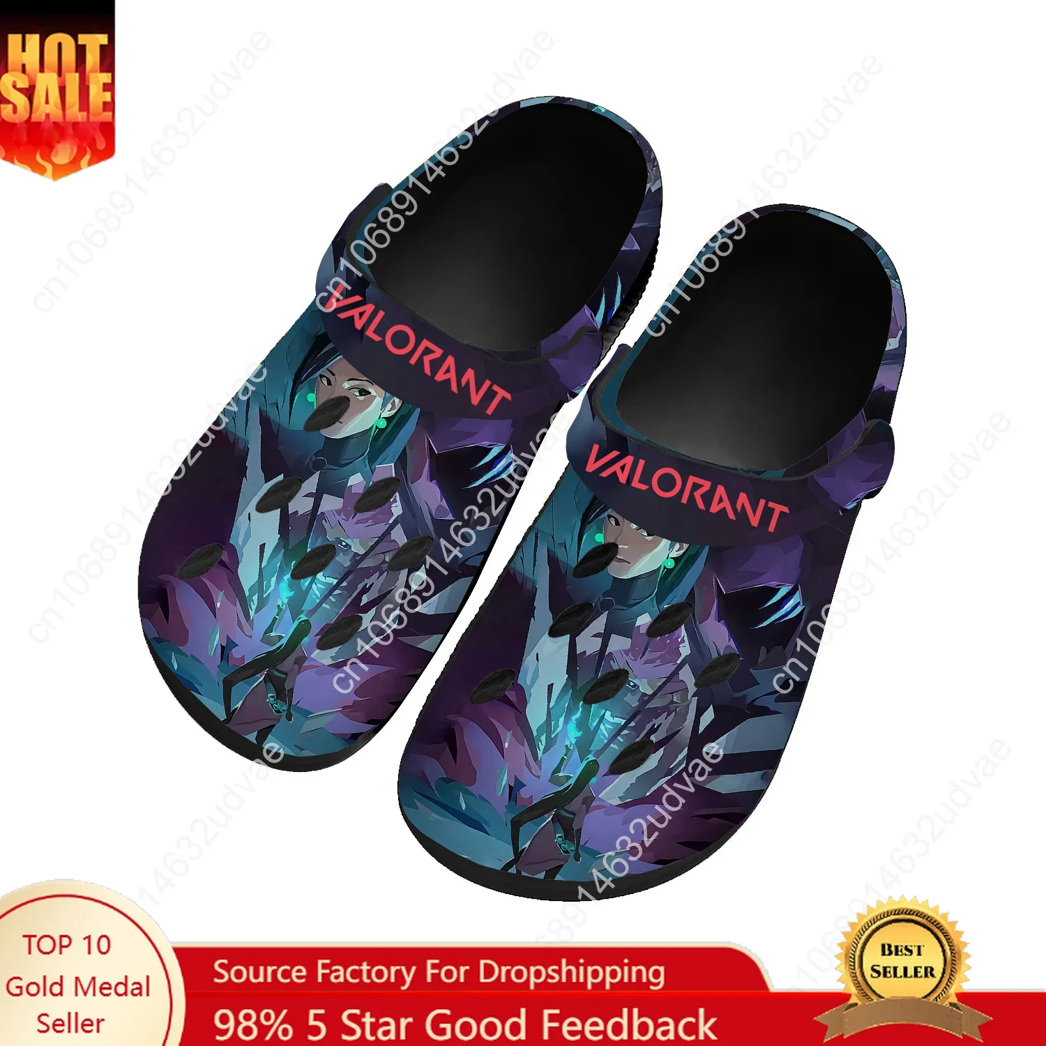 Valorant Water Shoes Men Women Teenager High Quality Home Garden Clogs Custom Sandals Beach Breathable Hole Slippers