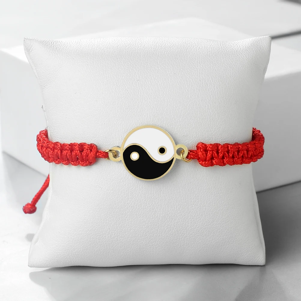 Tai Chi Gossip Bracelet&Bangle Handmade Adjustable Black White Woven Thread Bracelets Yin Yang Balance Amulet Jewelry for Couple