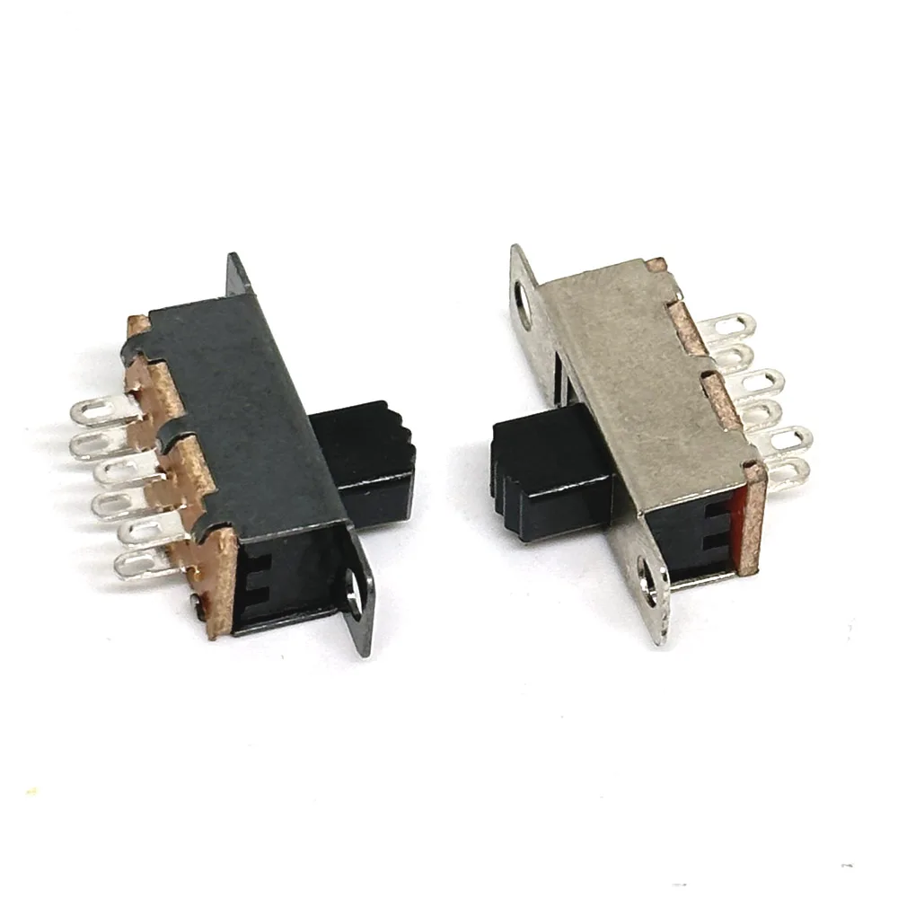 Slide Switch 2 Position 6 Pins With Fixed Hole Handle DPDT 2P2T SS-22F25 SS-22F15 Toggle Switch DC 12V High 5mm 7mm