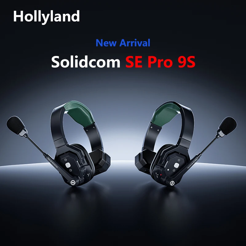 Hollyland Solidcom SE Pro 9S Полнодуплексная беспроводная система внутренней связи DECT длиной 1300 футов с 9-местными гарнитурами Интерком с шумоподавлением