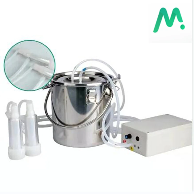 5L Stainless Steel Cattle Sheep Cow Pulse Milking Machine with Battery Electric Milking Machine Vacuum Pump Suction Livestock