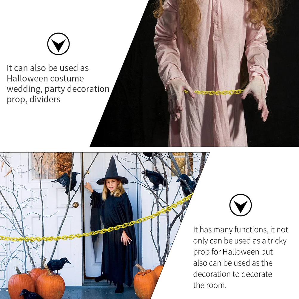 

10M Yellow Plastic Links Crowd Control Barrier Waterproof Safety Chain For Outdoor Indoor Use Wedding Halloween Decoration