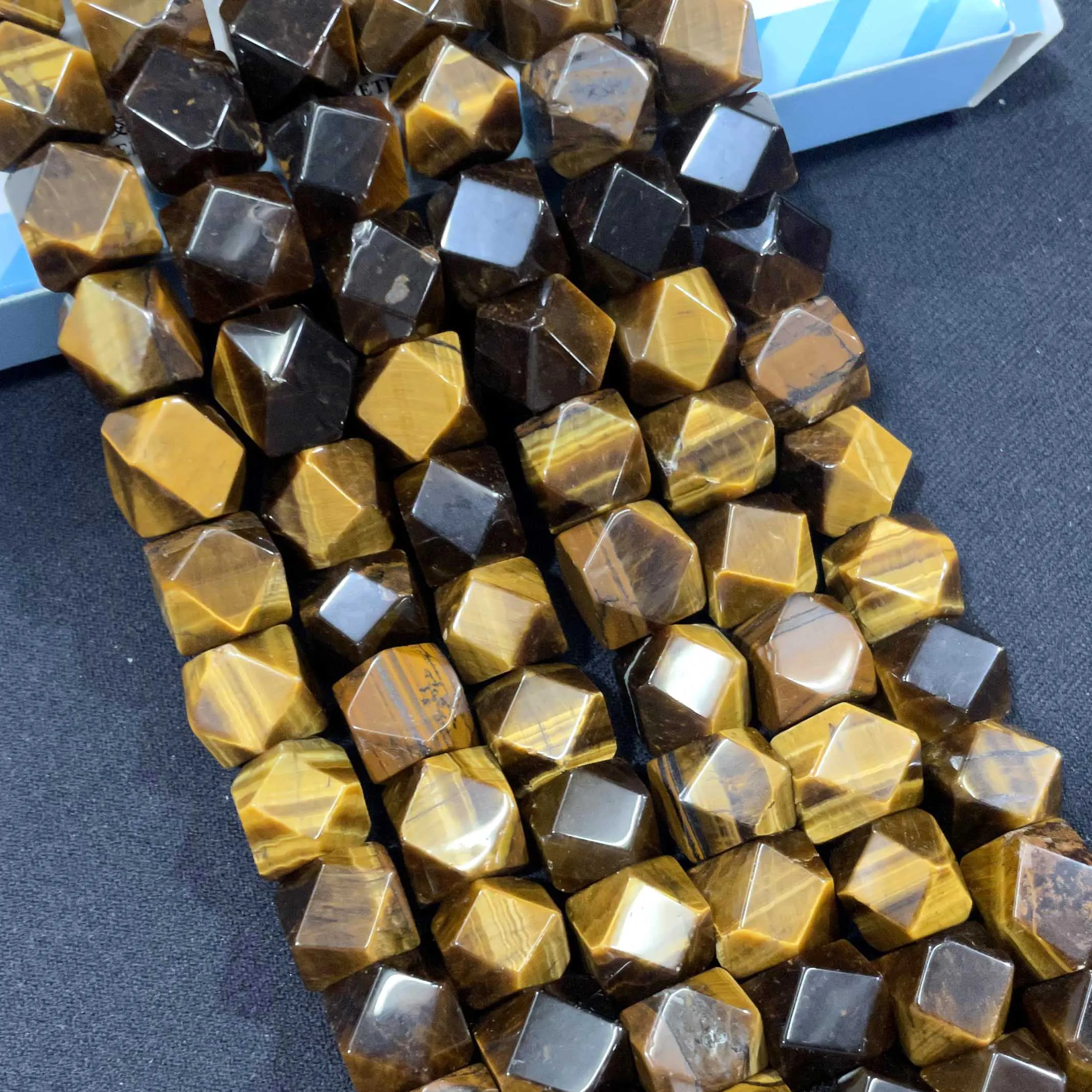 8MM 10MM Faceted Natural Stone Irregular Shape Agates Crystal Tiger eye Spacer Beads For Jewelry Making DIY Necklace Bracelet