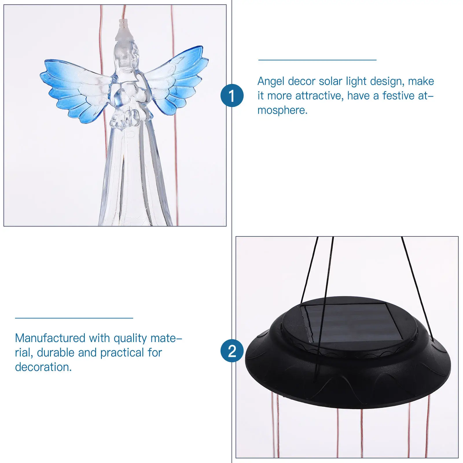 Solar Angel Wind Chime Lamp Garden Hanging Chimes for outside Light Bell Outdoor Lights