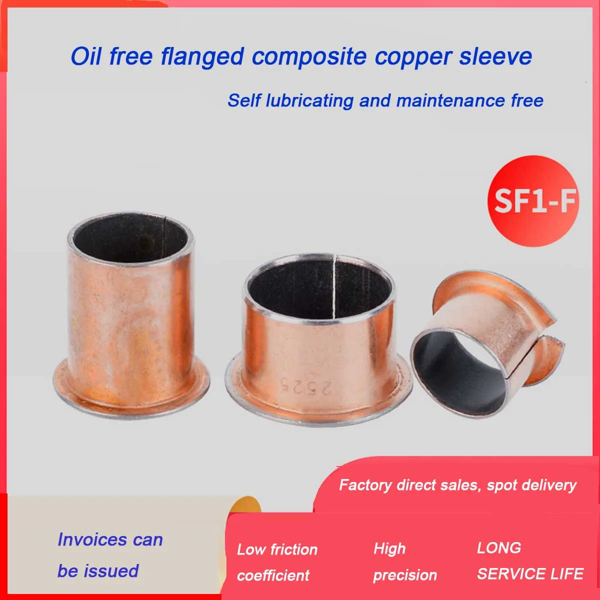 

Composite Copper Sleeve Guide Sleeve With Flange Flange, Self-Lubricating Bearing 6 Inner Diameter 8 10 12 14 15 16/30