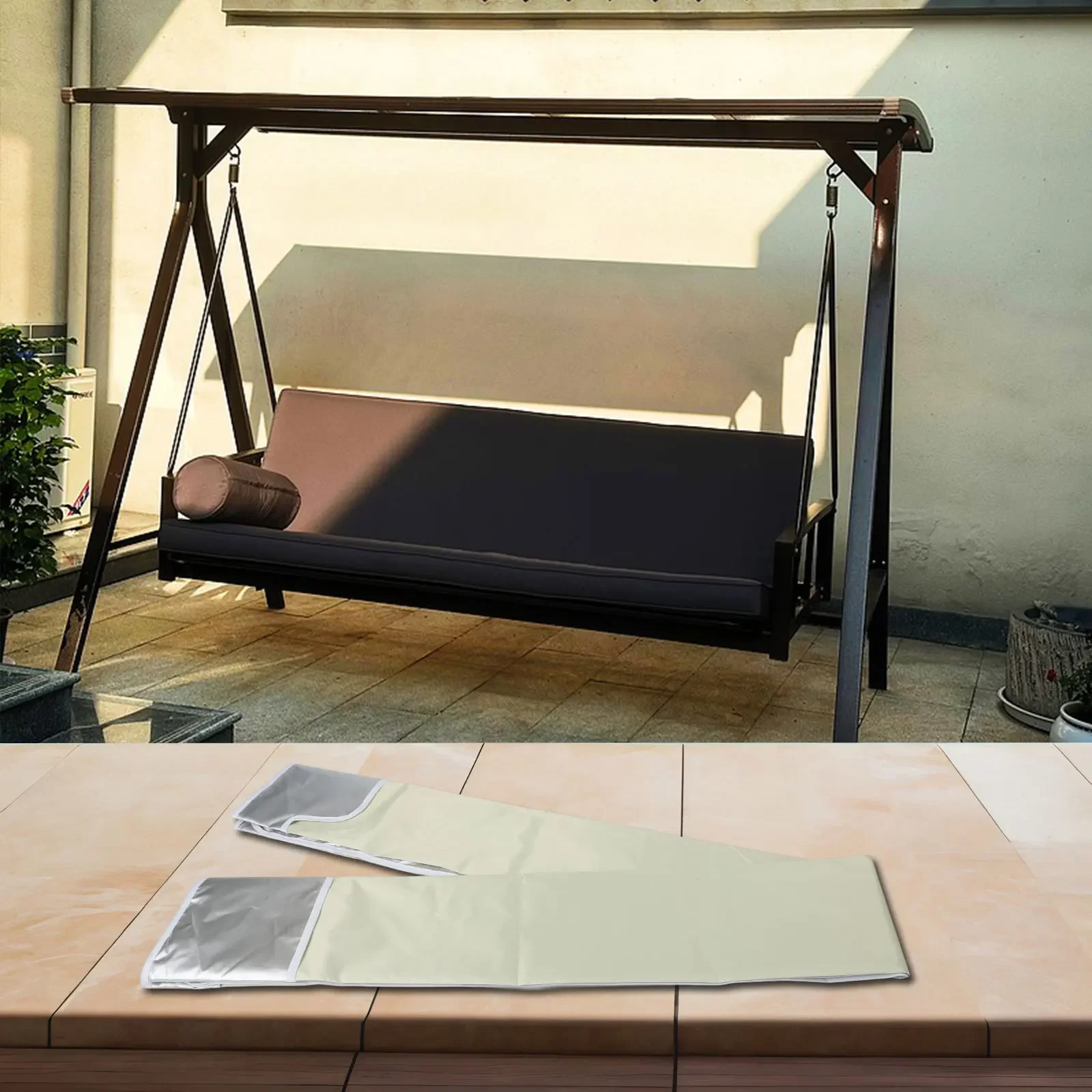For Garden Beige Swing Canopy Replacement Swing Roof Canopy Replacement Top Cover Waterproof And Dirt-resistant Wide Application