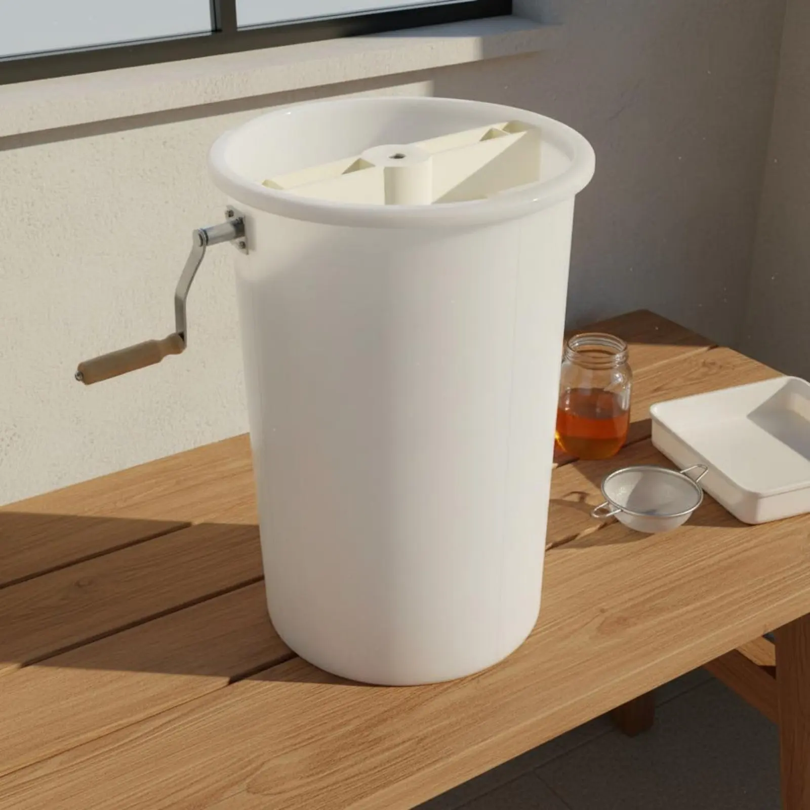 

Manual 2 Frame Honey Extractor Food-Grade Material 2 Frame Honey Centrifuge Beekeeping Centrifuge 18L Capacity Easy to Clean