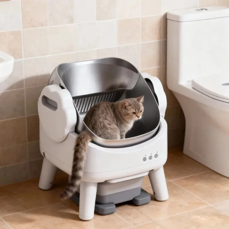 

Automatic Self-Cleaning Cat Litter Box with APP Remote Control, Large 74L Capacity, Safety Protection, Open Design