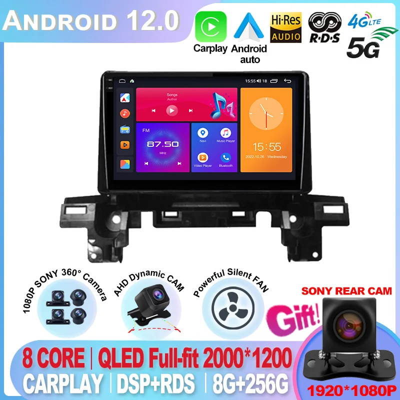 

For Mazda CX5 CX-5 CX 5 2017 2018 2019 Android 12 Multimedia Video Player CarPlay Car Radio Autoradio 128GB GPS 4G LTE