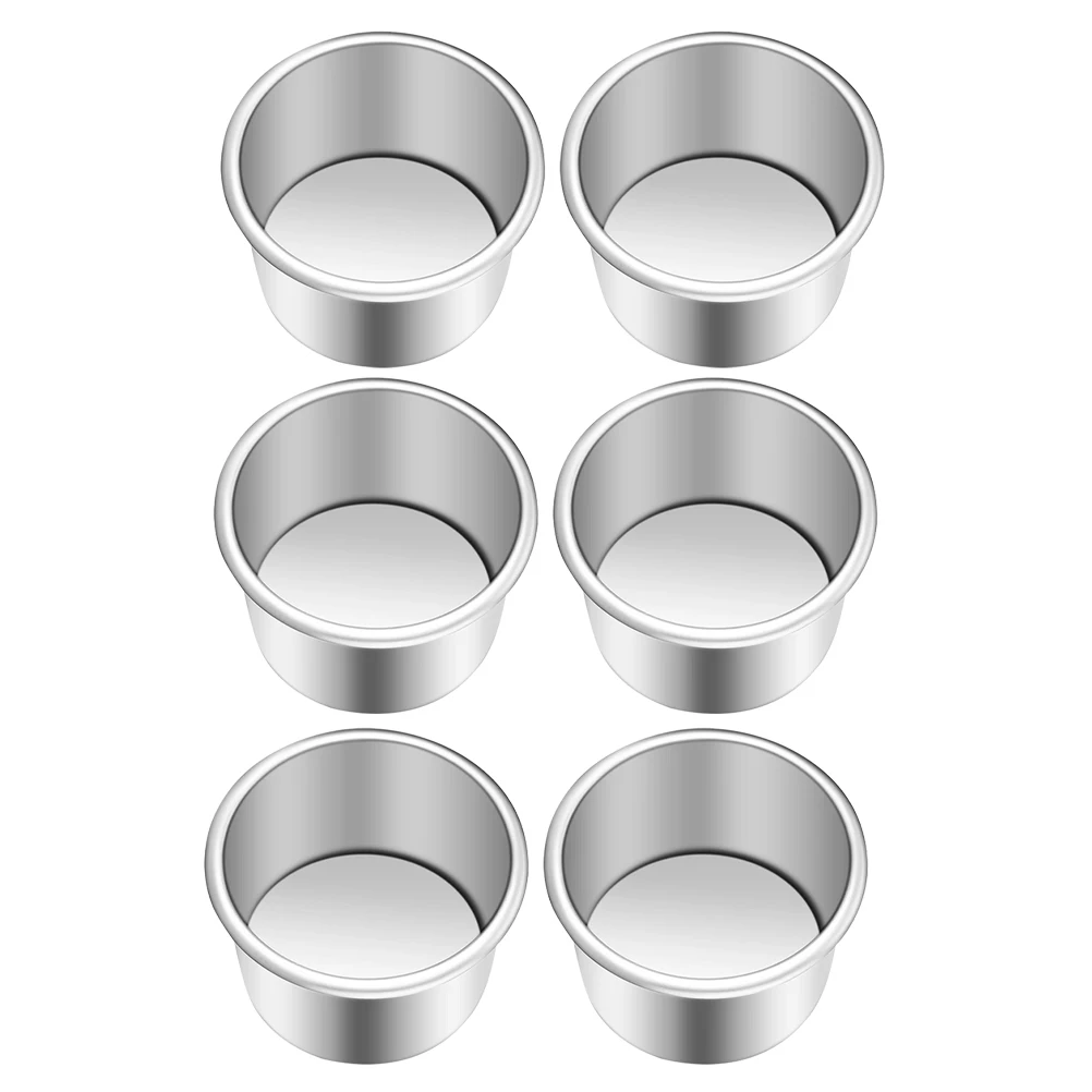 

6 Pcs Aluminum Round Cake Mold Baking Pan Set Easy Releasing Nonstick Surface Heat Resistant Material Ideal for Cakes