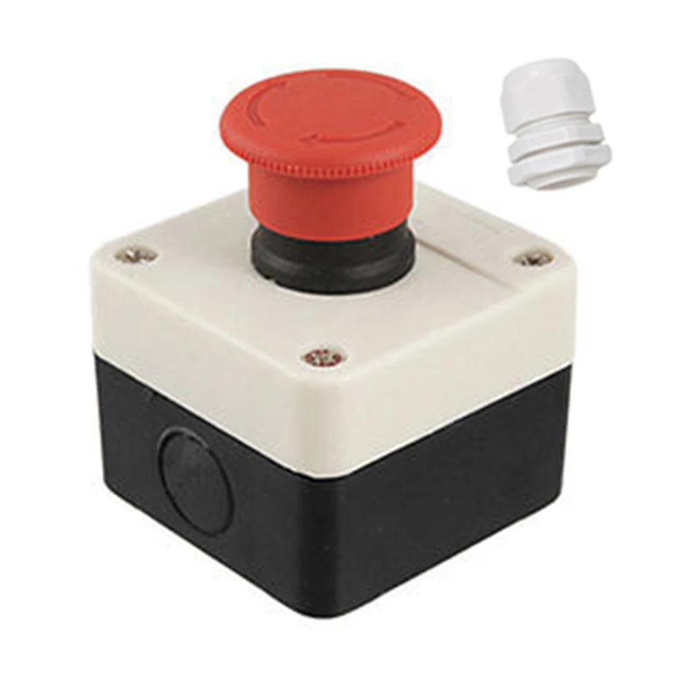 1pcs E-Stop Push Button Switch Station Red Mushroom Self Locking AC220V 10A Switch For  Communication Systems Fire Equipment