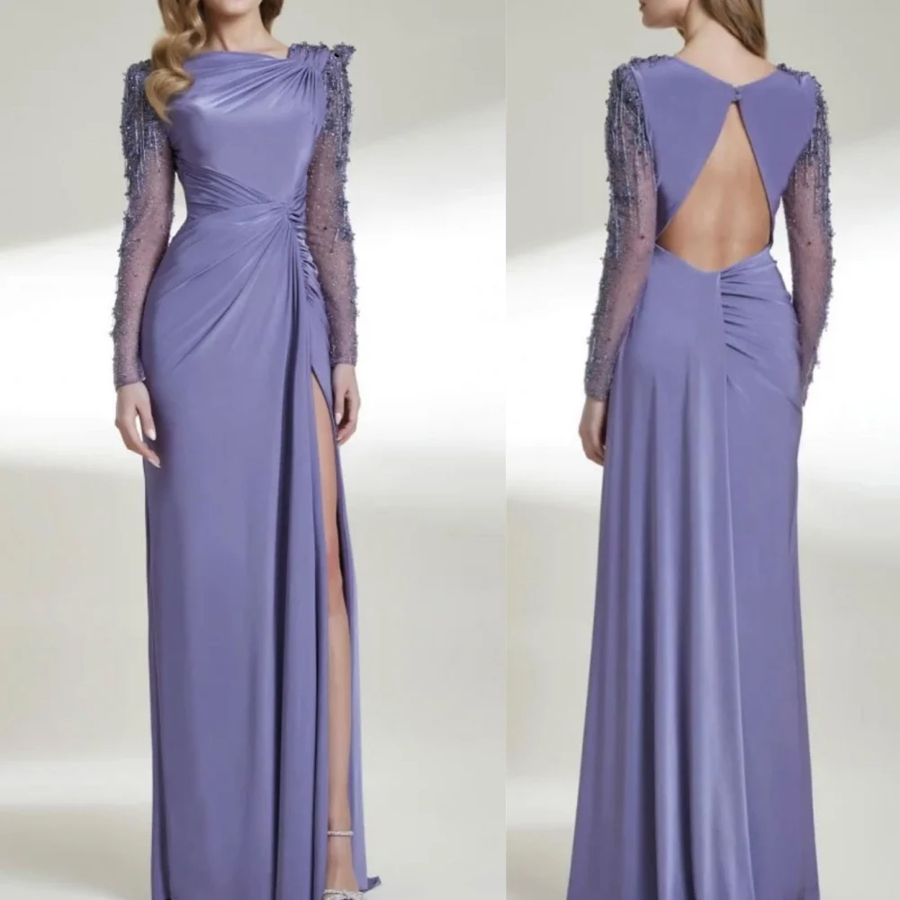 

Jiayigong Satin Applique Pleat A-line O-Neck Bespoke Occasion Gown Long es Saudi Arabia