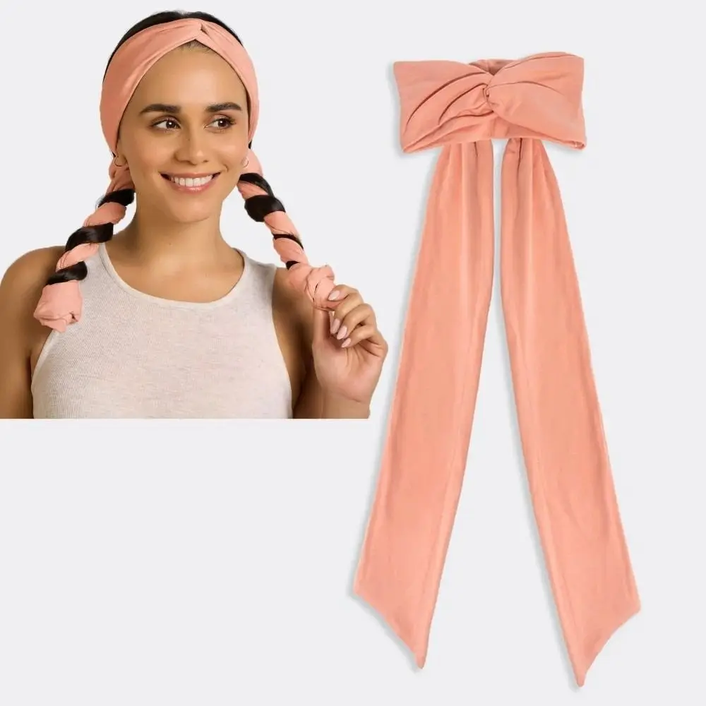 Fashion 2 In 1 Heatless Curls Headband Soft Long Ribbon Hair Styling Tool No Heat Curling Rod for Women