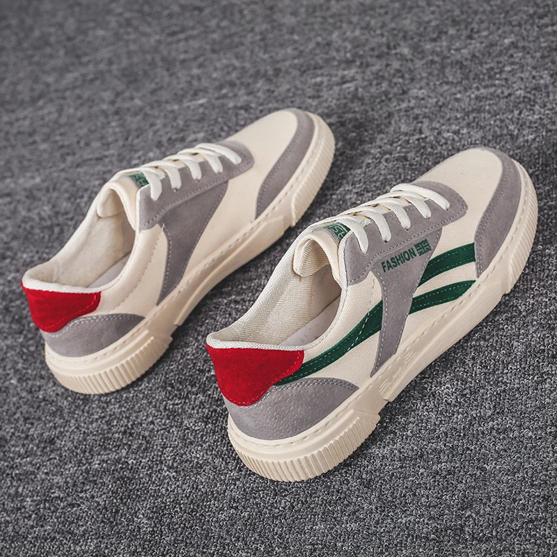 New 2026 Men's Canvas Shoes Low Top Casual Versatile Korean Style Breathable Glue-Welded Rubber Bottom Flat Heel Trendy Footwear