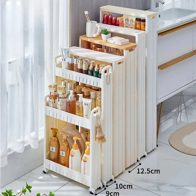 Ultra-Narrow Gap Storage Shelf, Refrigerator Side Rack, Slim Kitchen and Bathroom Organizer for Small Gaps, Space-Saving Shelf