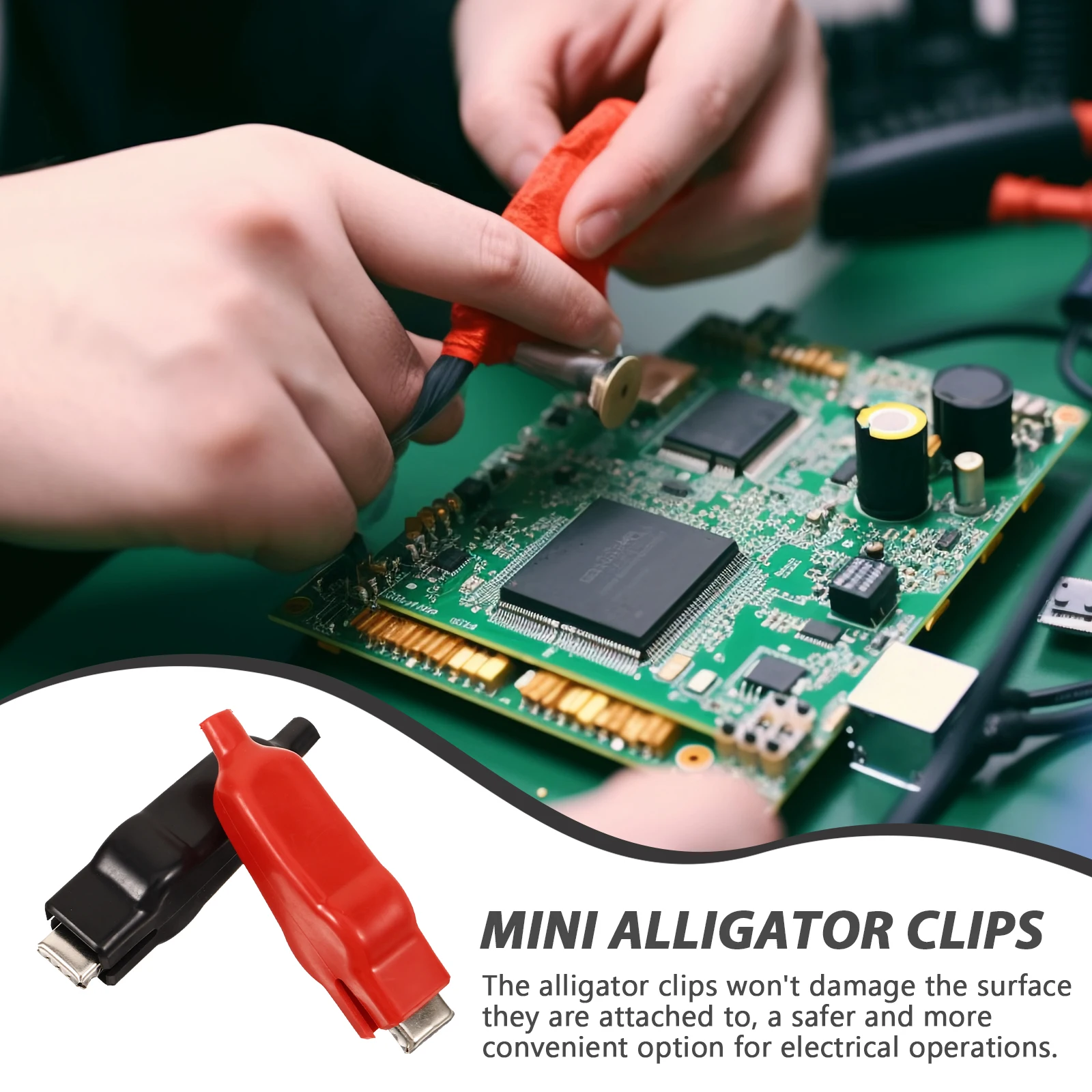 

8pcs Red Black Alligator Clips Circuit Tester Electrical Mini Stainless Steel Wire Diagnostic Tools Repair Accessories