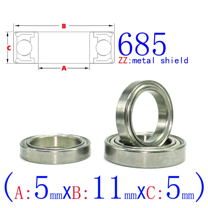 MR685ZZ (10pcs) 2RS Flange Mini Bearings 5x11x5mm Rubber & Iron Sealed RC Car Toy Bearing Kit