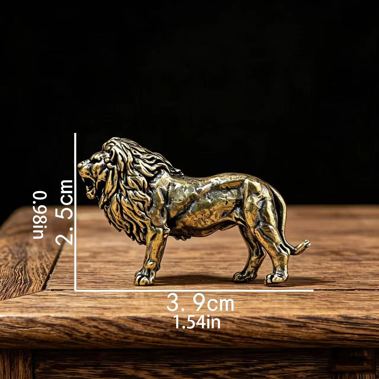Pure Brass Lion Statue, African Lion Desk Ornament, Animal Sculpture, Christmas Gift, Home Decor, Small Lion Figurine