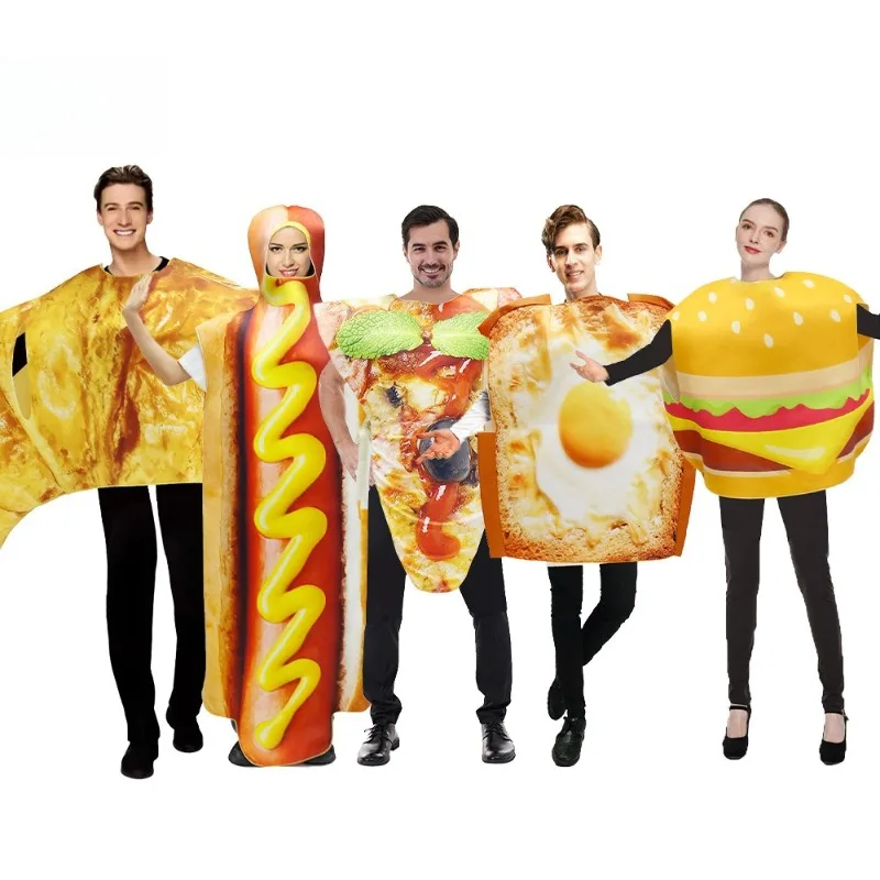 Funny Food Hamburger Hot Dog Croissant Cosplay Costume Adult Christmas Carnival Dress Up Fancy Party Stage Holiday Outfits Girls