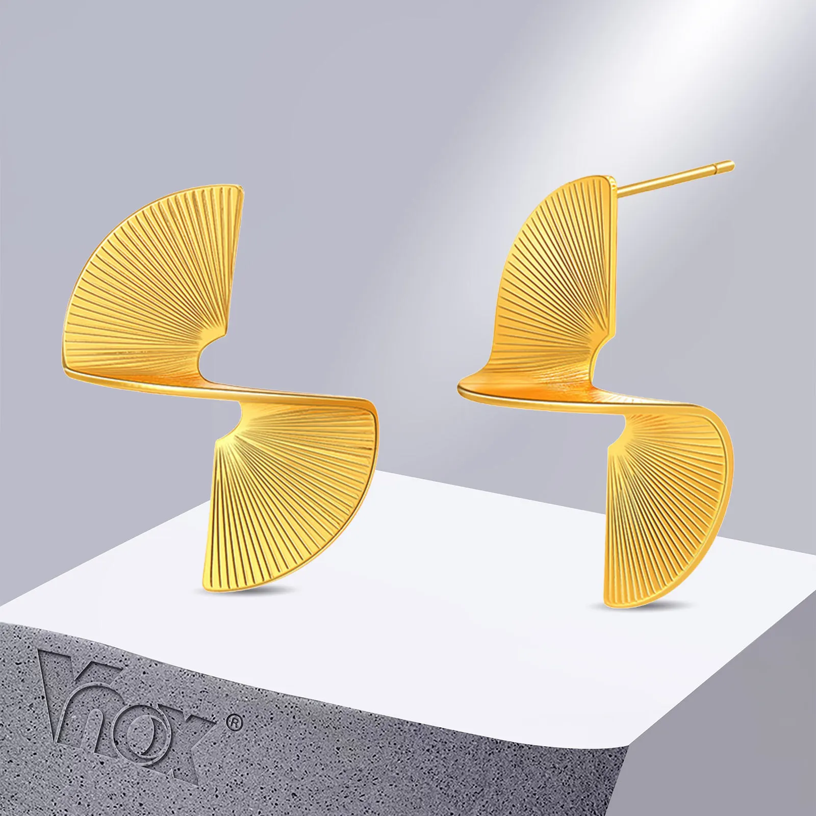 

Vnox Stylish S Shaped Earrings for Women, Cool Geometric Metal Earrings, Streetwear Minmalist Twisted Metal Ear Jewelry