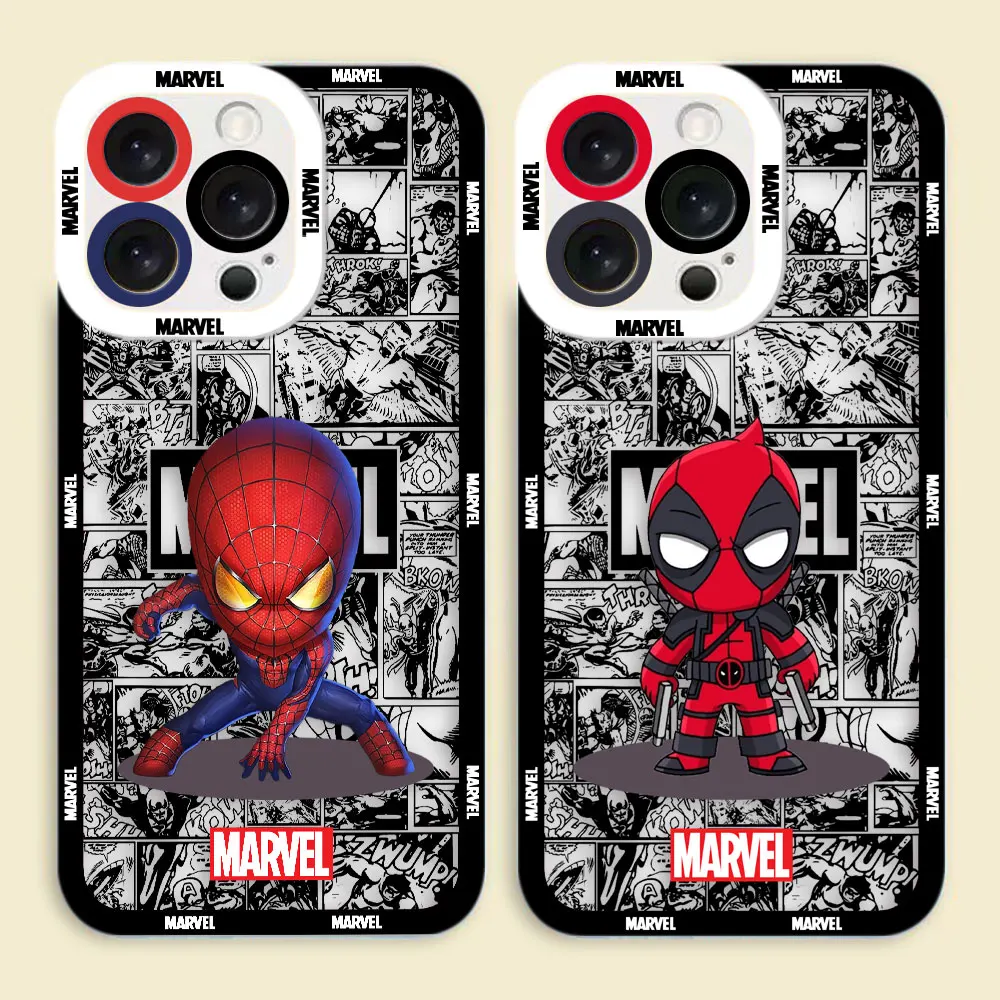 

Marvel Spider-Man Deadpool Groot Cover Clear Phone Case For iPhone Apple 16E 16 15 14 12 13 11 Pro 8 7 SE Plus X XR XS Max Case