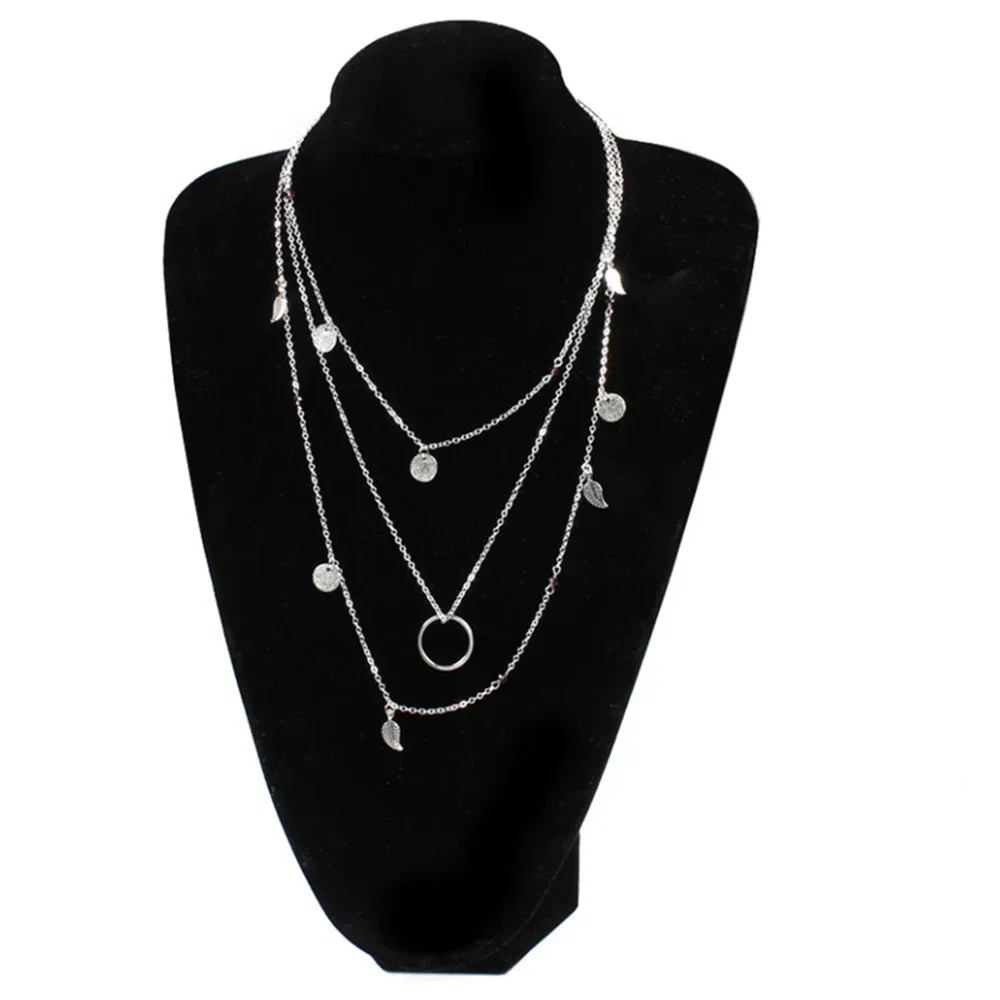 SUMENG 2025 مجوهرات متعددة الطبقات يترك قلادة فضية اللون موضة بيان هدية لها اكسسوارات عصرية للسيدات