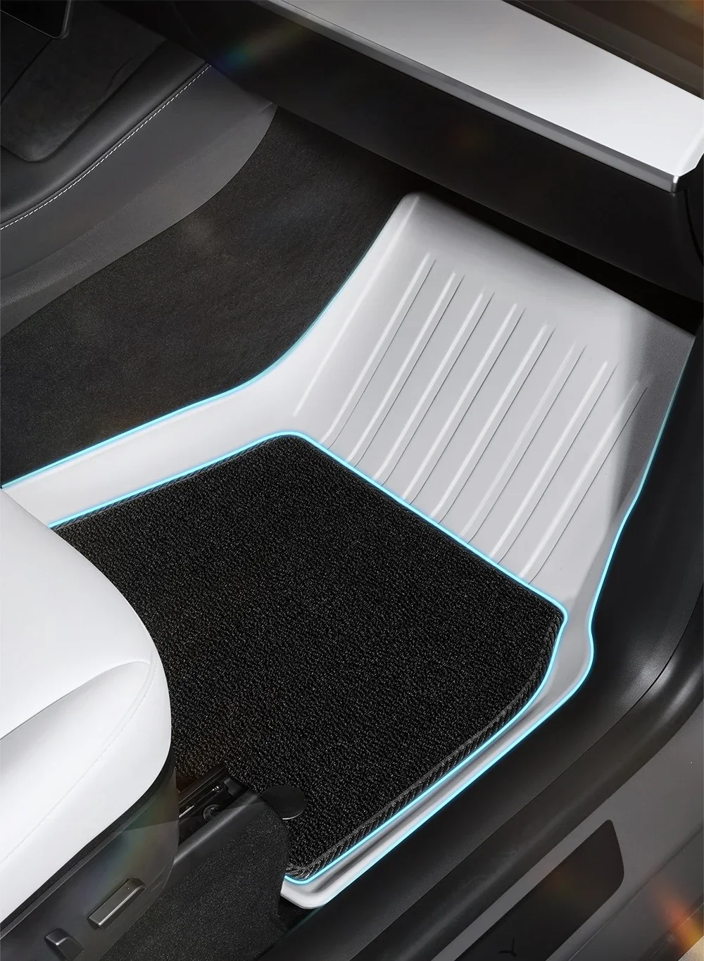 YZ TPE Weiße Fußmatten für Tesla Model Y 3 Highland Juniper Vollständig Umgebende Bodenmatten Kofferraummatte Wasserdicht Rutschfester Teppich – Detail 12
