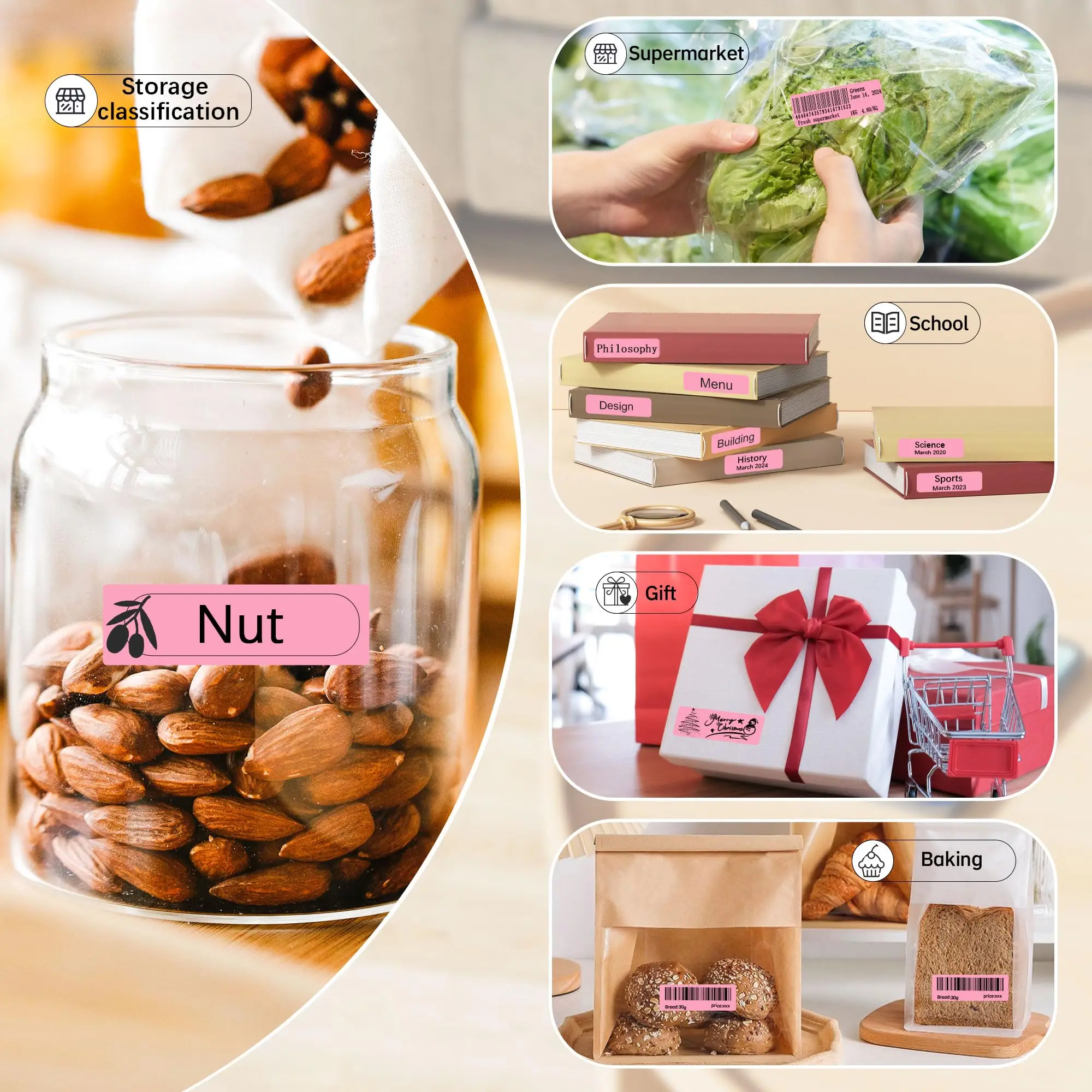 Розовые термонаклейки для этикеток размером 12x40 мм совместимы с несколькими принтерами, подходящими для дома, розничной торговли, офиса и ценной маркировки.