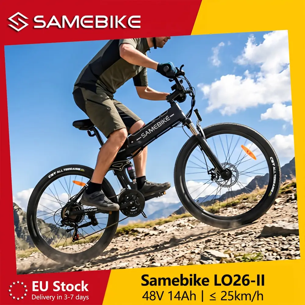 Samebike LO26-II Faltbares Elektrofahrrad für Erwachsene, 26 Zoll Mountain E-Bike mit 48V 14Ah Akku, 25 km/h und 60-80 km Reichweite