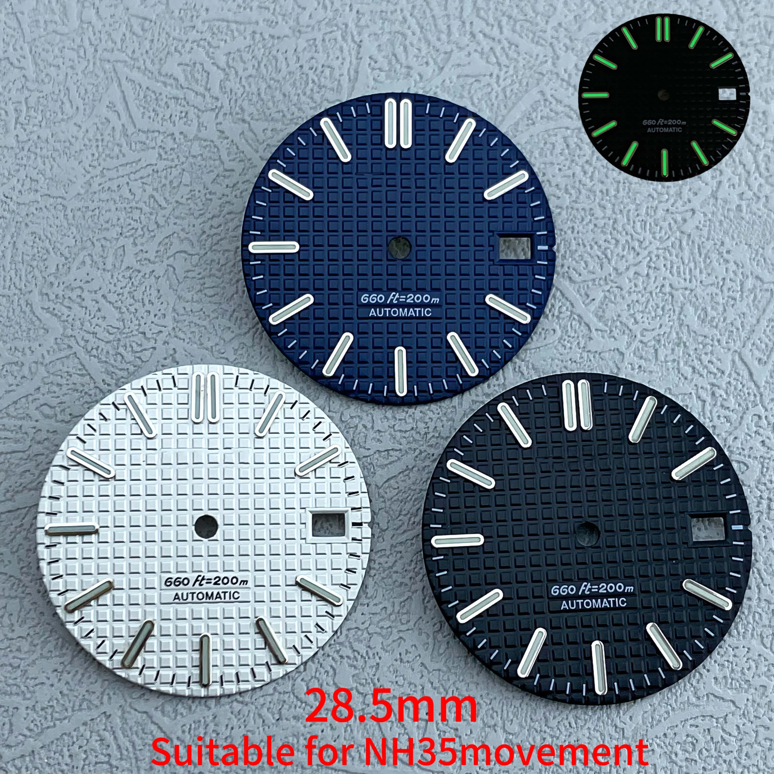 

28.5mm dial reduced version with strong green light suitable for NH35/NH36/4R/7S movement case men's watch accessories