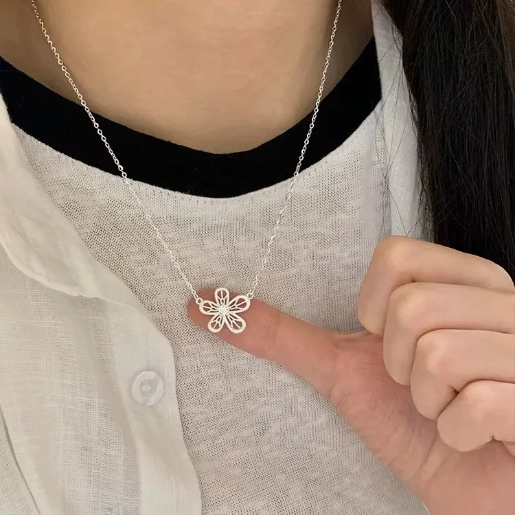 Women's 925 Sterling Silver Love Heart Necklace with Bow Knot Bead