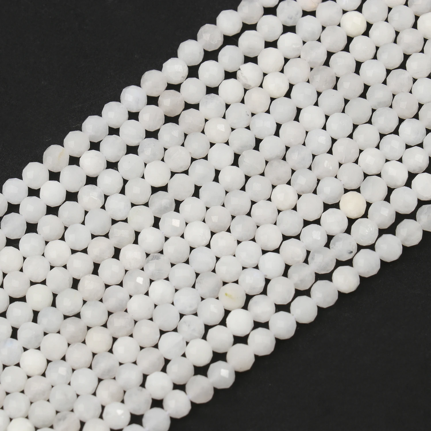 2/3/4mm AA Facettierte Naturstein Mondstein Perlen Weiße Winzige Perlen Für Schmuck Machen DIY Halskette armbänder Zubehör 15'