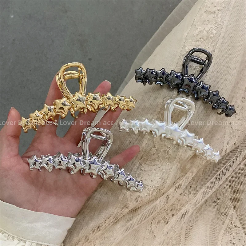 

2023 New Pentagram Hair Claw Clips for Women Korean Temperament Simple Metal Star Hairpin Charm Alloy Makeup Hair Accessories