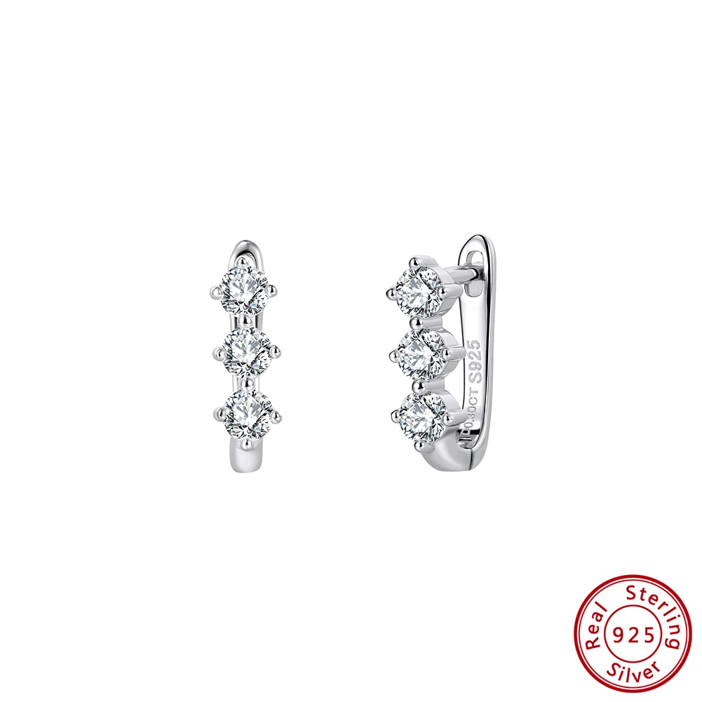 Three Round Shape Stone 925 Sterling Silver Rhodium Plated D Color VVS Moissanite Diamand For Women Daily Wear