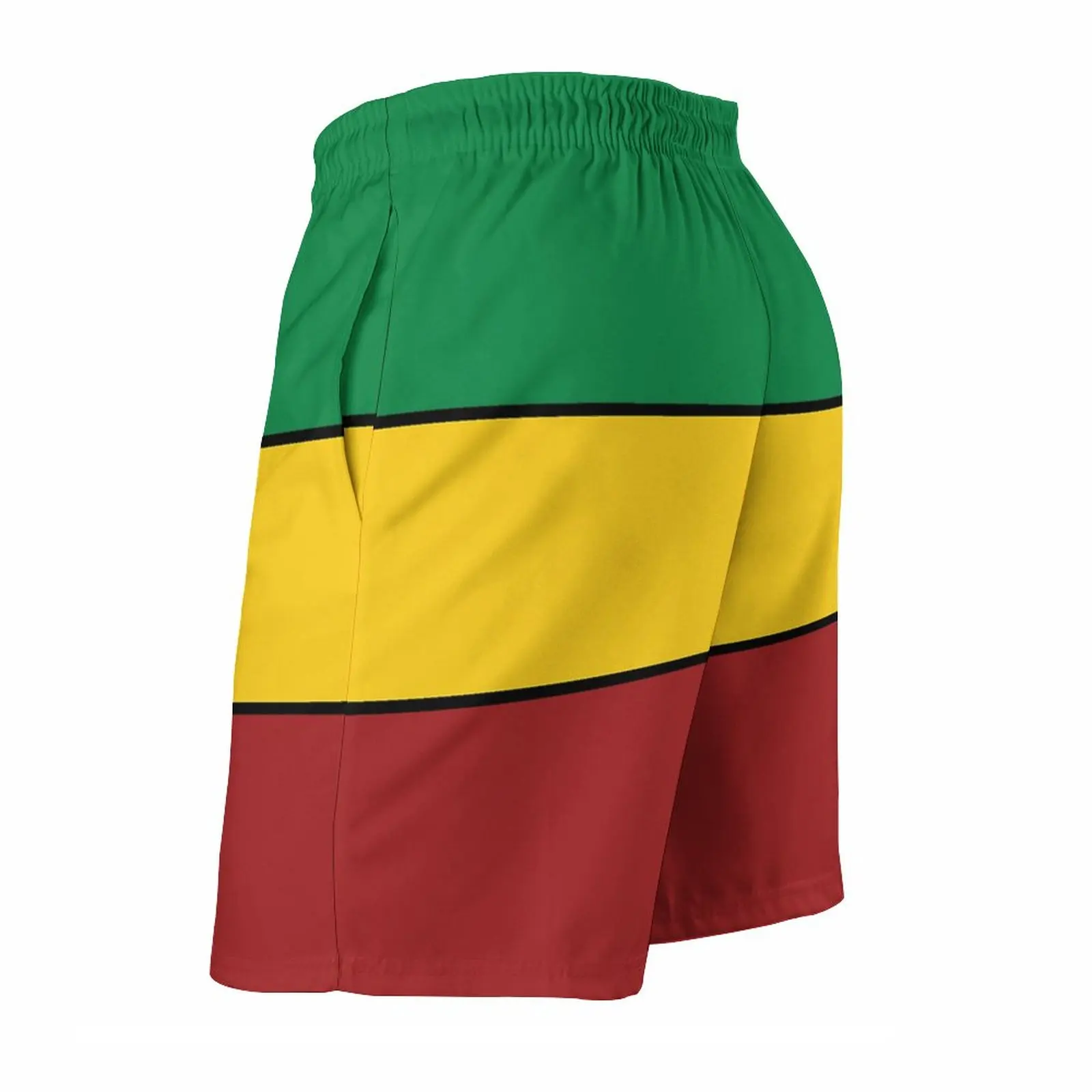 Anime Men's Beach Shorts Rasta Stripes Loose Stretch Causal Anime Hawaii Pants Basketball Adjustable Drawstring Breathable Quick