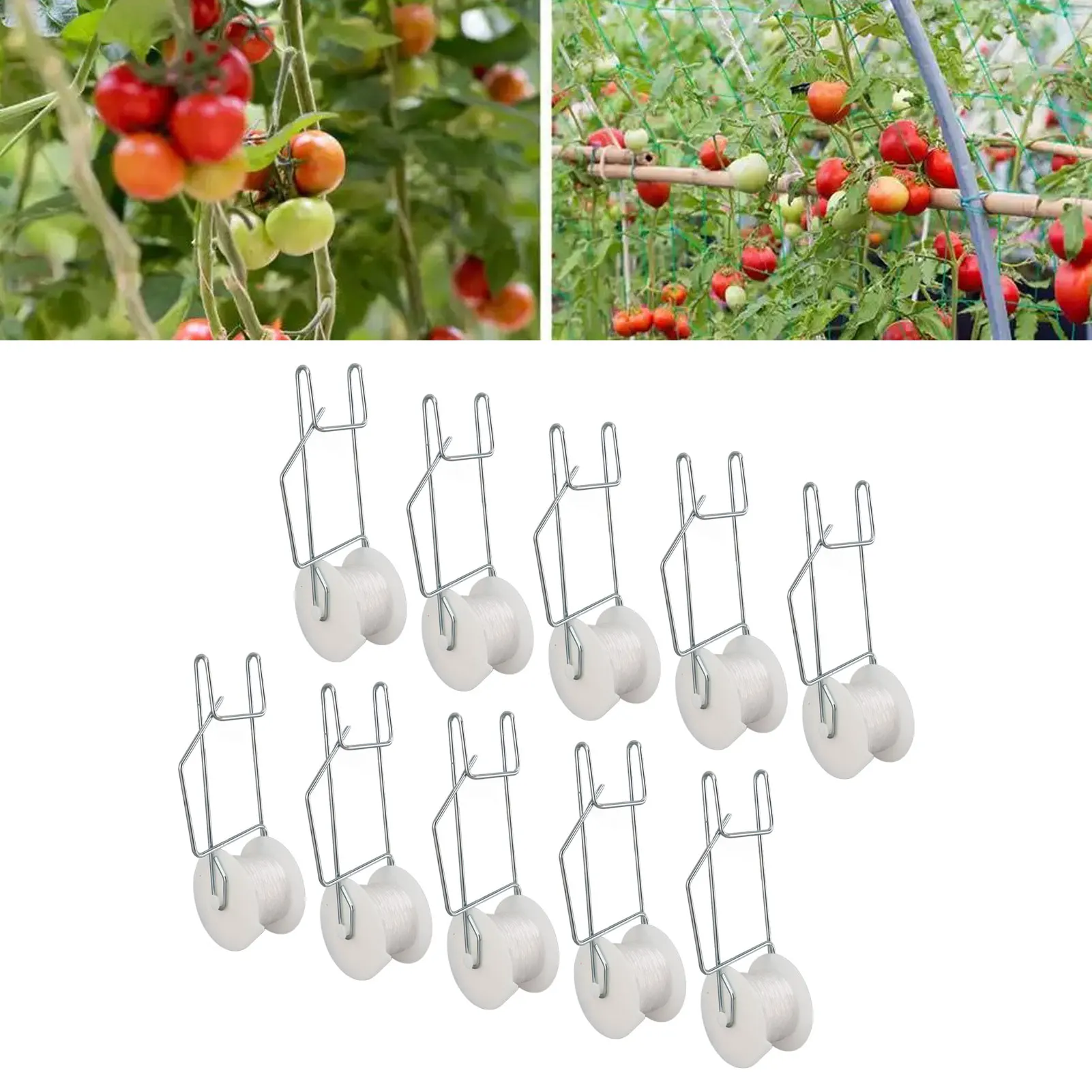 Tomato Support Roller Hooks Heat Resistant Space Saving Widely Used Tomato Roller Hooks Galvanized Steel Wire PP for Cucumber