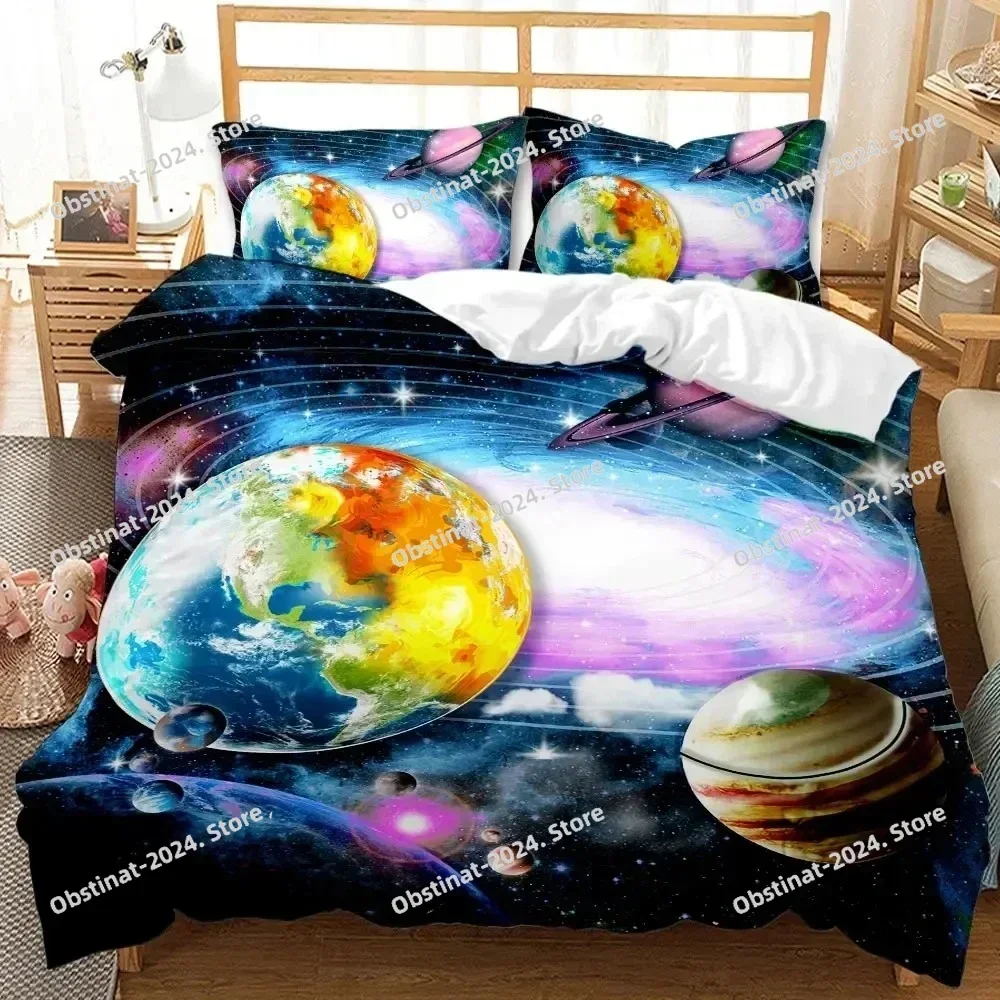 3D Print Galaxy Universe Outer Space Bedding Set Duvet Cover Bed Set Quilt Cover Pillowcase Comforter king Queen Size Boys Adult